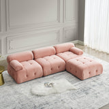 Modular Sectional Sofa, Button Tufted Designed and DIY Combination,L Shaped Couch with Reversible Ottoman, Pink Velvet - Home Elegance USA