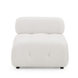 Modular Sectional Sofa, Button Tufted Designed and DIY Combination,L Shaped Couch with Reversible Ottoman, Ivory Teddy Fabric - Home Elegance USA