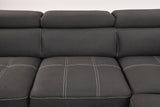 105" Sectional Sofa with Adjustable Headrest ,Sleeper Sectional Pull Out Couch Bed with Storage Ottoman and 2 Stools,Charcoal Grey - Home Elegance USA