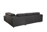 105" Sectional Sofa with Adjustable Headrest ,Sleeper Sectional Pull Out Couch Bed with Storage Ottoman and 2 Stools,Charcoal Grey - Home Elegance USA