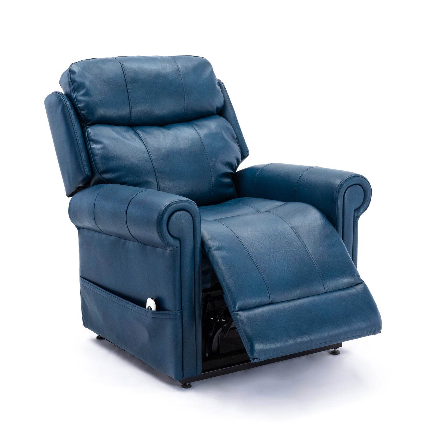 Lowell Navy Blue Leather Gel Lift Chair with Massage Home Elegance USA