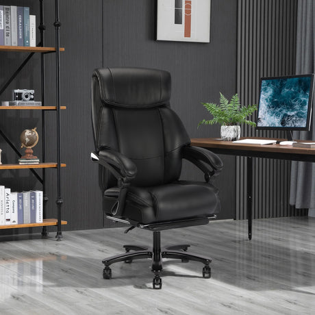 Vanbow.Back Design Big and Tall Black Fabric Executive Office Chair - Home Elegance USA