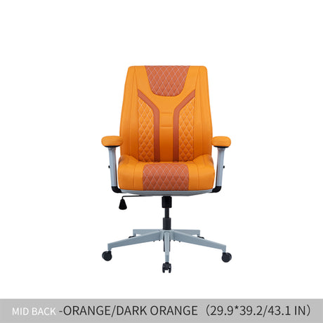 Office Desk Chair, Air Cushion Mid Back Ergonomic Managerial Executive Chairs, Headrest and Lumbar Support Desk Chairs with Wheels and Armrest, Orange/Dark Orange - Home Elegance USA
