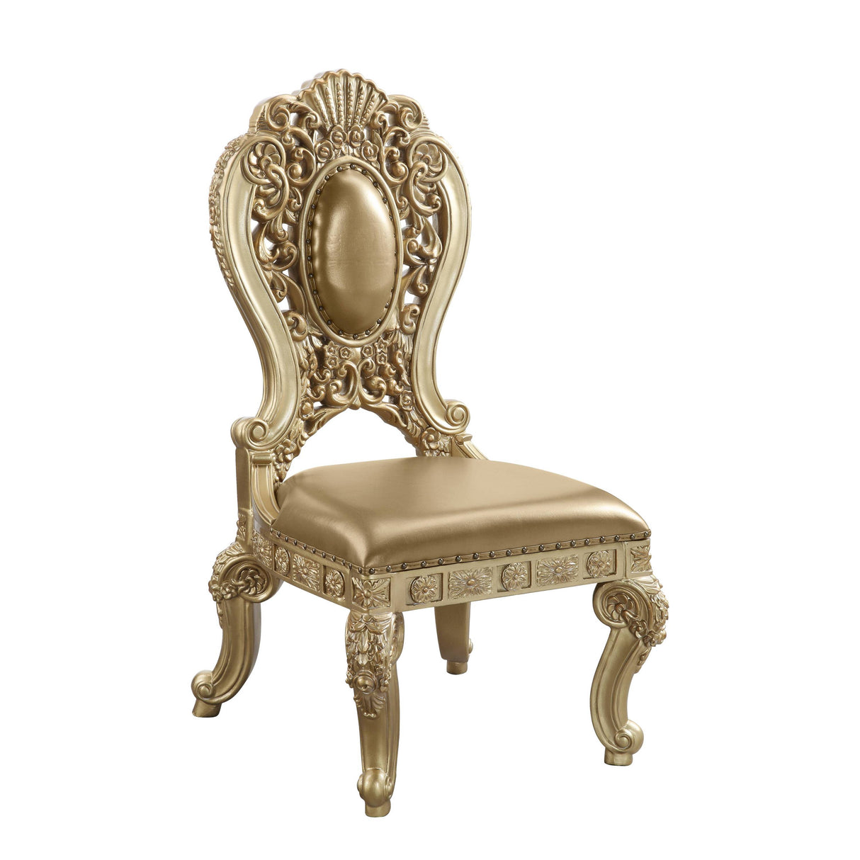 ACME Seville Side Chair (1Pc/1Ctn), Tan PU & Gold Finish DN00458 - Home Elegance USA