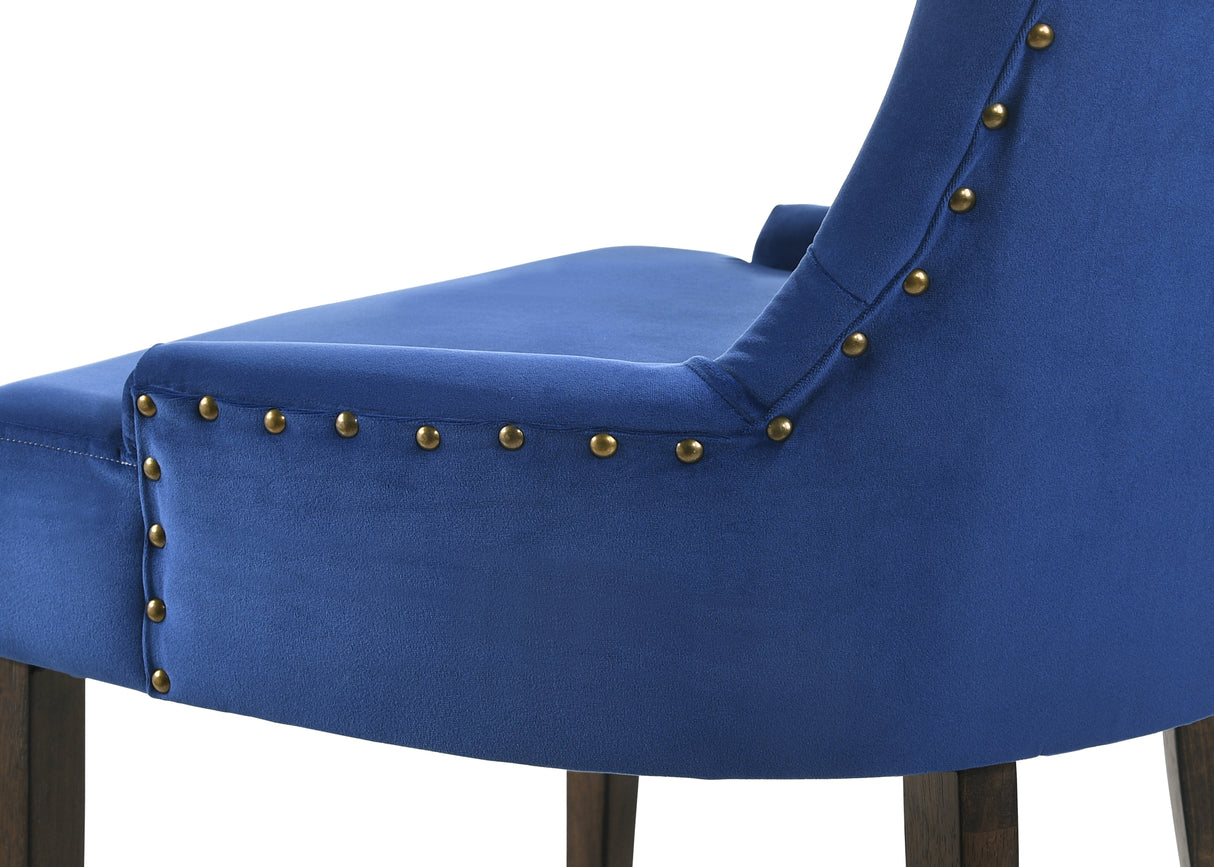ACME Farren Side Chair, Blue Velvet & Espresso Finish 77165 - Home Elegance USA