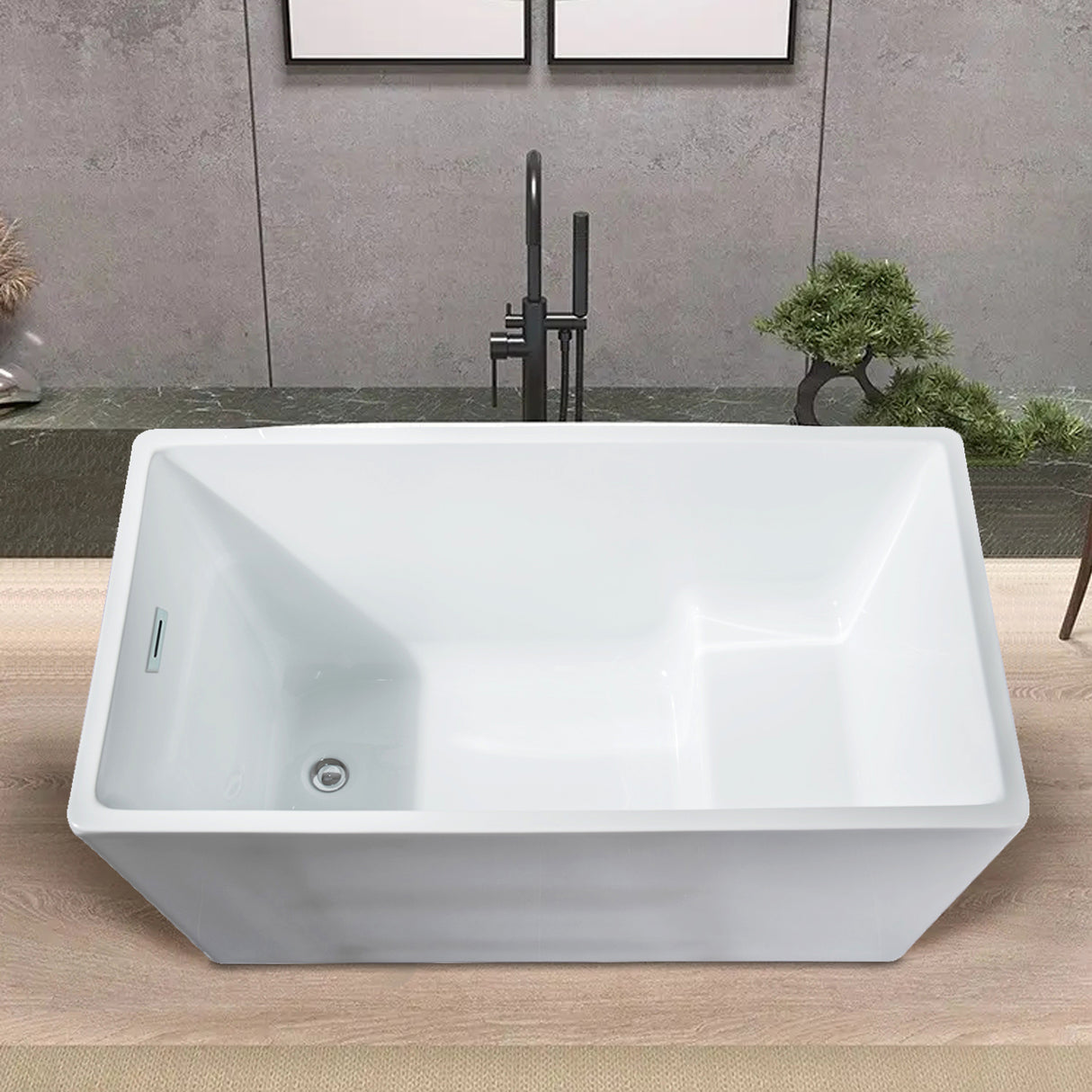 Freestanding Acrylic Flatbottom  Soaking Tub  Bathtub in White