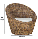 Woven Rattan Arm Chair with Polyester Seat Cushion, Set of 2, Brown - Home Elegance USA
