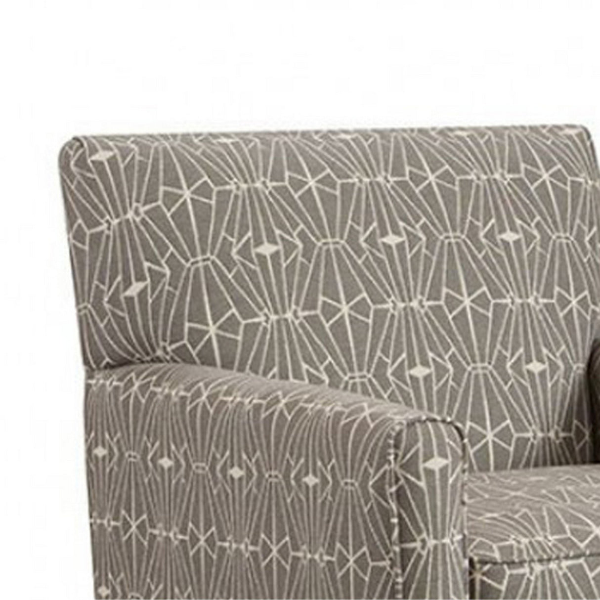 32 Inch Contemporary Accent Arm Chair, Geometric Fabric Pattern, Gray - Home Elegance USA