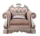 Velvet Upholstered Wooden Sofa Chair with Rolled Arms, Gold - Home Elegance USA