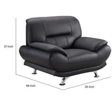 Leather Upholstered Wooden Chair with Bustle Cushion Back and  Pillow Top Armrest, Black - Home Elegance USA