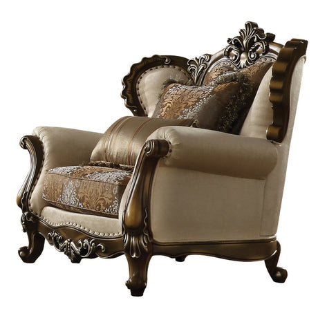 Fabric Upholstered Chair with 2 Pillows in Antique Oak Brown - Home Elegance USA