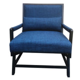 Fabric Padded Wooden Frame Accent Sofa Chair with Armrest, Black and Blue - Home Elegance USA