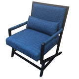 Fabric Padded Wooden Frame Accent Sofa Chair with Armrest, Black and Blue - Home Elegance USA