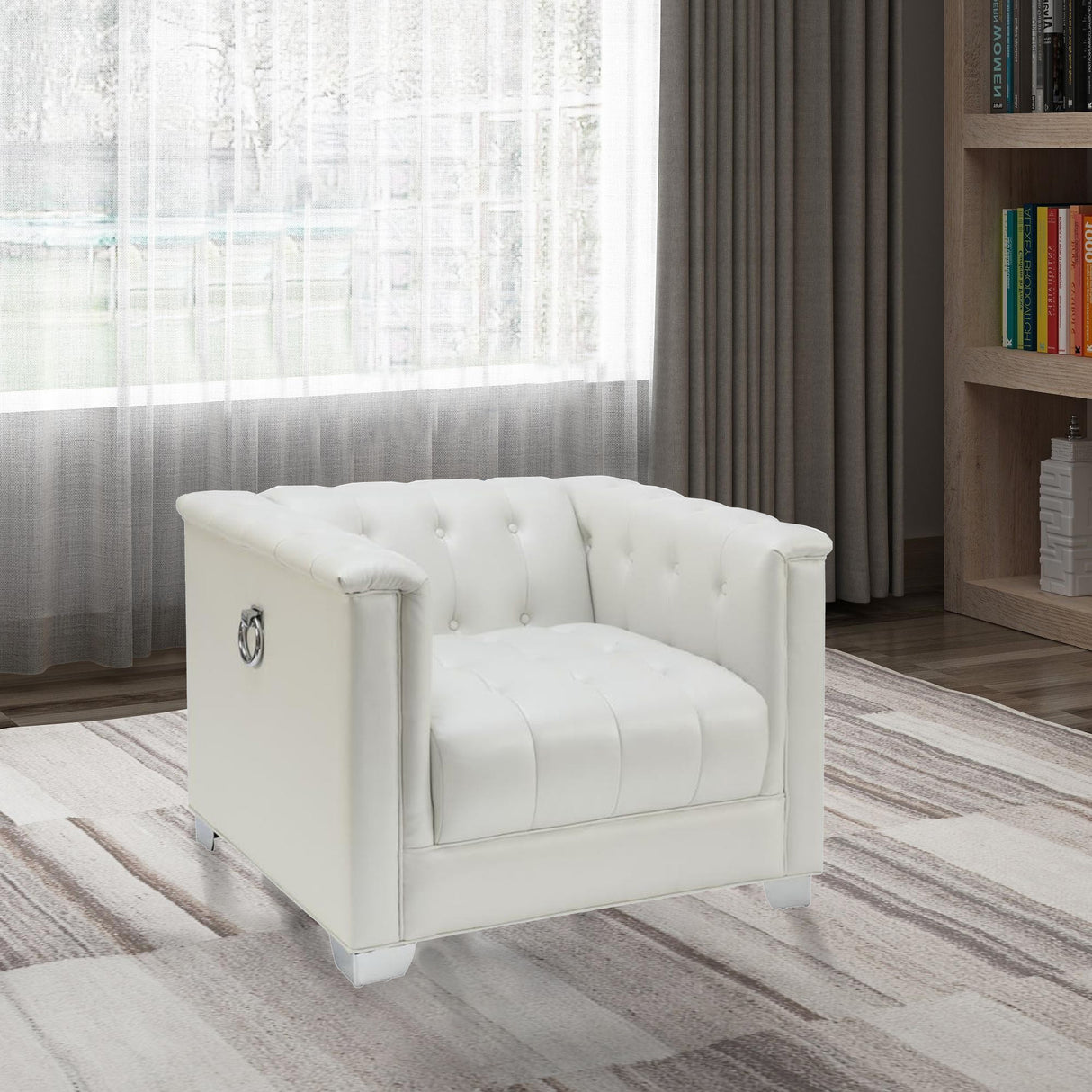 Impressively Styled Chair, White - Home Elegance USA