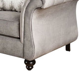 47 Inch Classic Accent Chair, Flared Rolled Arms, Gray Velvet - Home Elegance USA