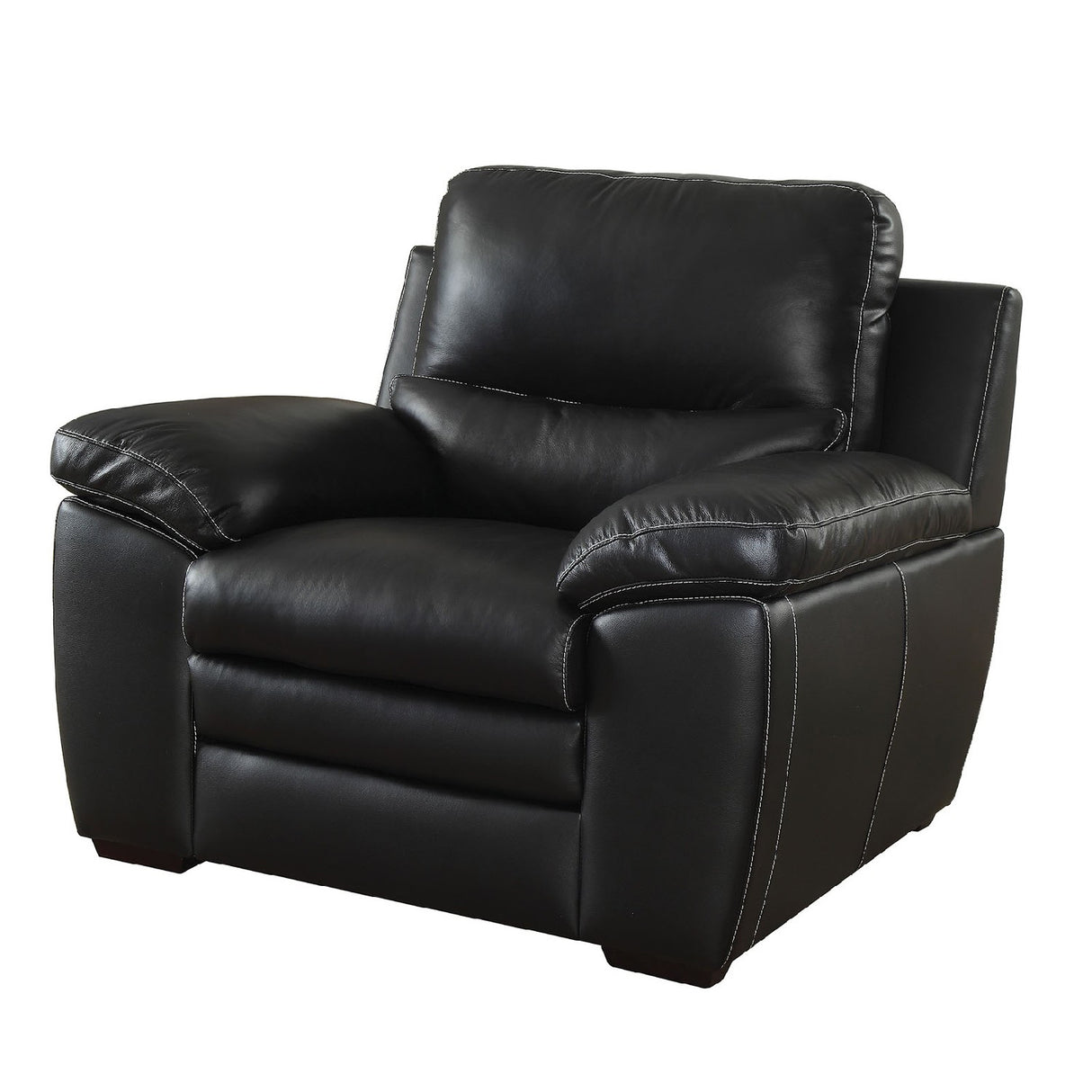 45 Inch Modern Arm Chair, Split Back, Top Grain Leather Match, Black - Home Elegance USA