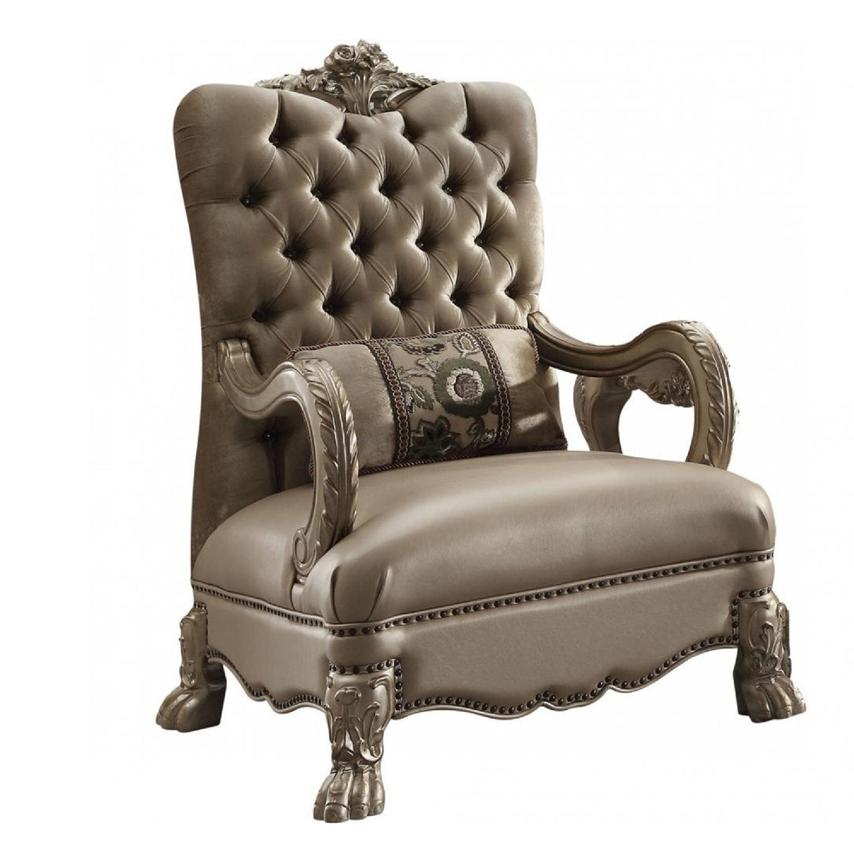 34 Inch Traditional Accent Chair, Claw legs, Champagne Fabric - Home Elegance USA