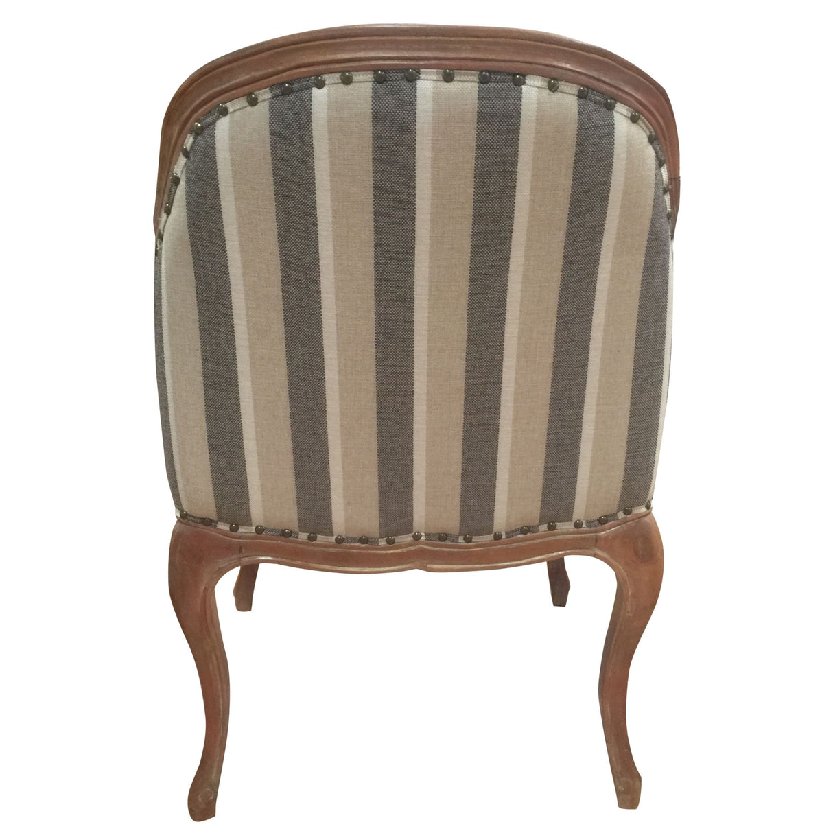 Upholstered Accent Armchair with Stripe Print and Nailhead trim, Set of 2, Gray and White - Home Elegance USA