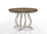 Havanna Vintage Walnut 5 Piece 47" Wide Contemporary Round Dining Table Set with Off White Fabric Chairs - Home Elegance USA