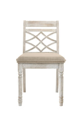 Havanna Vintage Walnut 5 Piece 47" Wide Contemporary Round Dining Table Set with Off White Fabric Chairs - Home Elegance USA