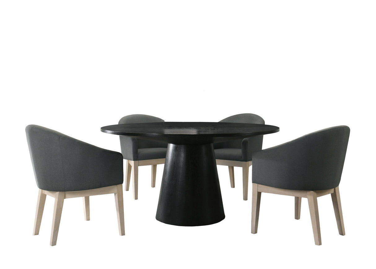 Jasper Ebony Black 5 Piece Round Dining Table Set with Gray Chairs - Home Elegance USA