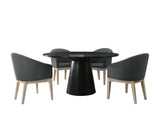 Jasper Ebony Black 5 Piece Round Dining Table Set with Gray Chairs - Home Elegance USA