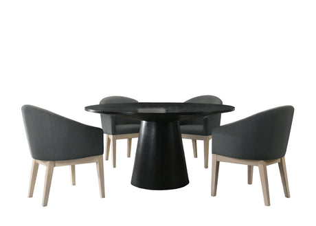 Jasper Ebony Black 5 Piece Round Dining Table Set with Gray Chairs - Home Elegance USA