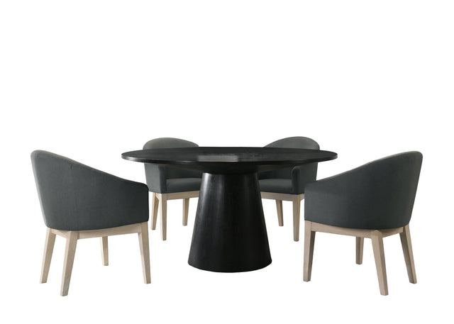 Jasper Ebony Black 5 Piece Round Dining Table Set with Gray Chairs - Home Elegance USA