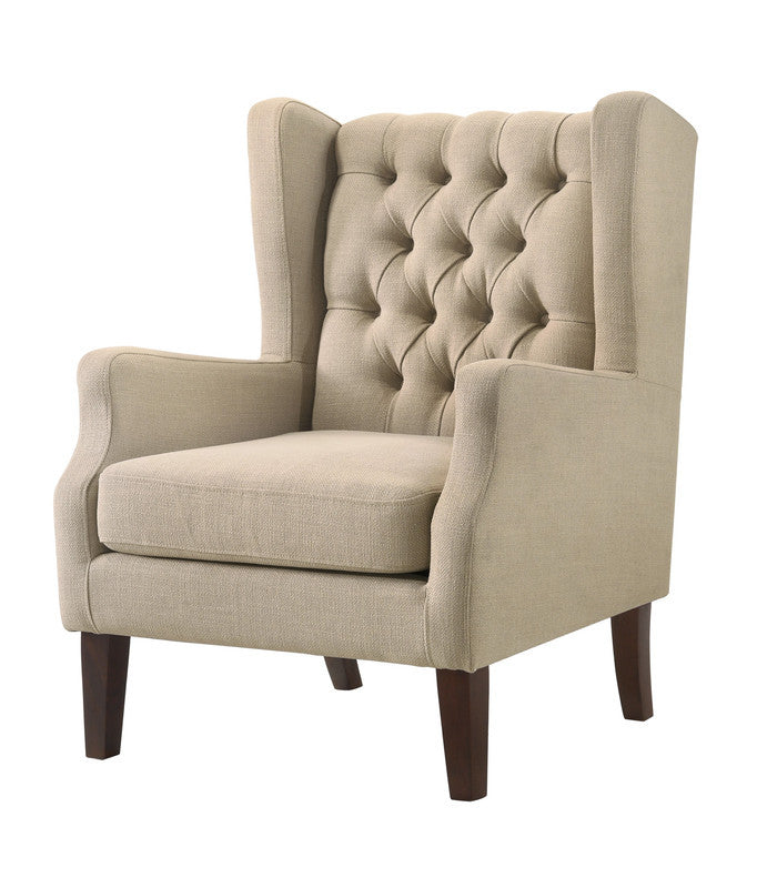 Irwin Beige Linen Button Tufted Wingback Chair - Home Elegance USA