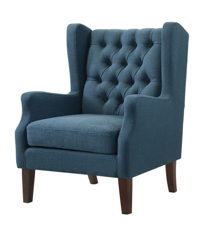 Irwin Blue Linen Button Tufted Wingback Chair - Home Elegance USA