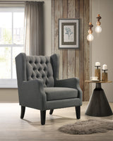 Irwin Gray Linen Button Tufted Wingback Chair - Home Elegance USA
