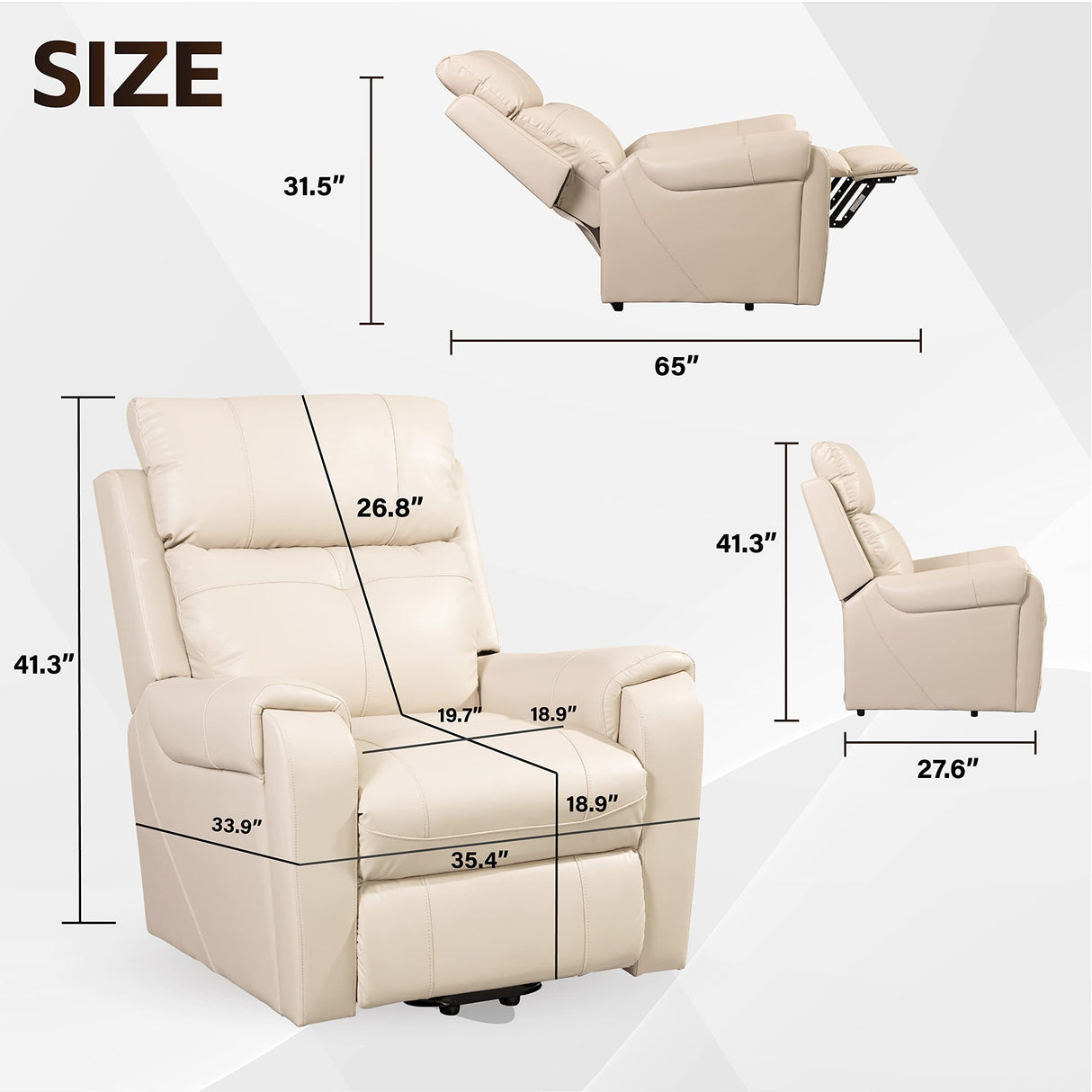 Lehboson Lift Chair Recliners, Electric Power Recliner Chair Sofa for Elderly, massage and heating(Common, Beige) Home Elegance USA