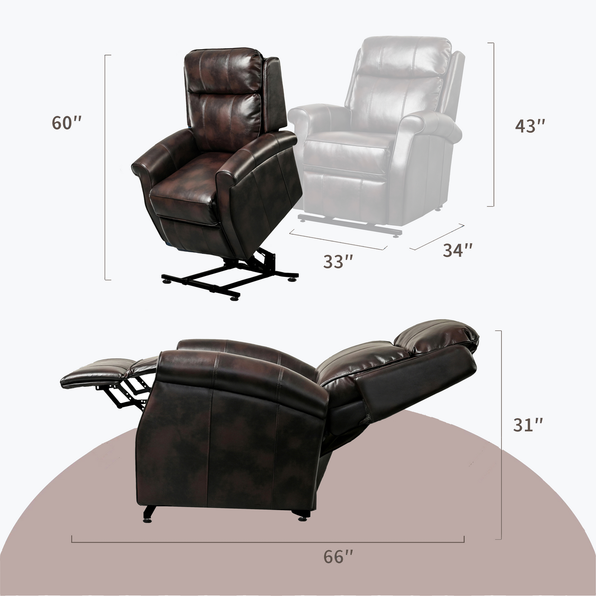 Lehboson Lift Chair Recliners, Electric Power Recliner Chair Sofa for Elderly, massage and heating(brown) Home Elegance USA