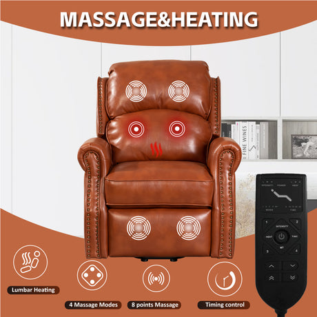 Lehboson Lift Chair Recliners, Electric Power Recliner Chair Sofa for Elderly, massage and heating(Caramel) Home Elegance USA