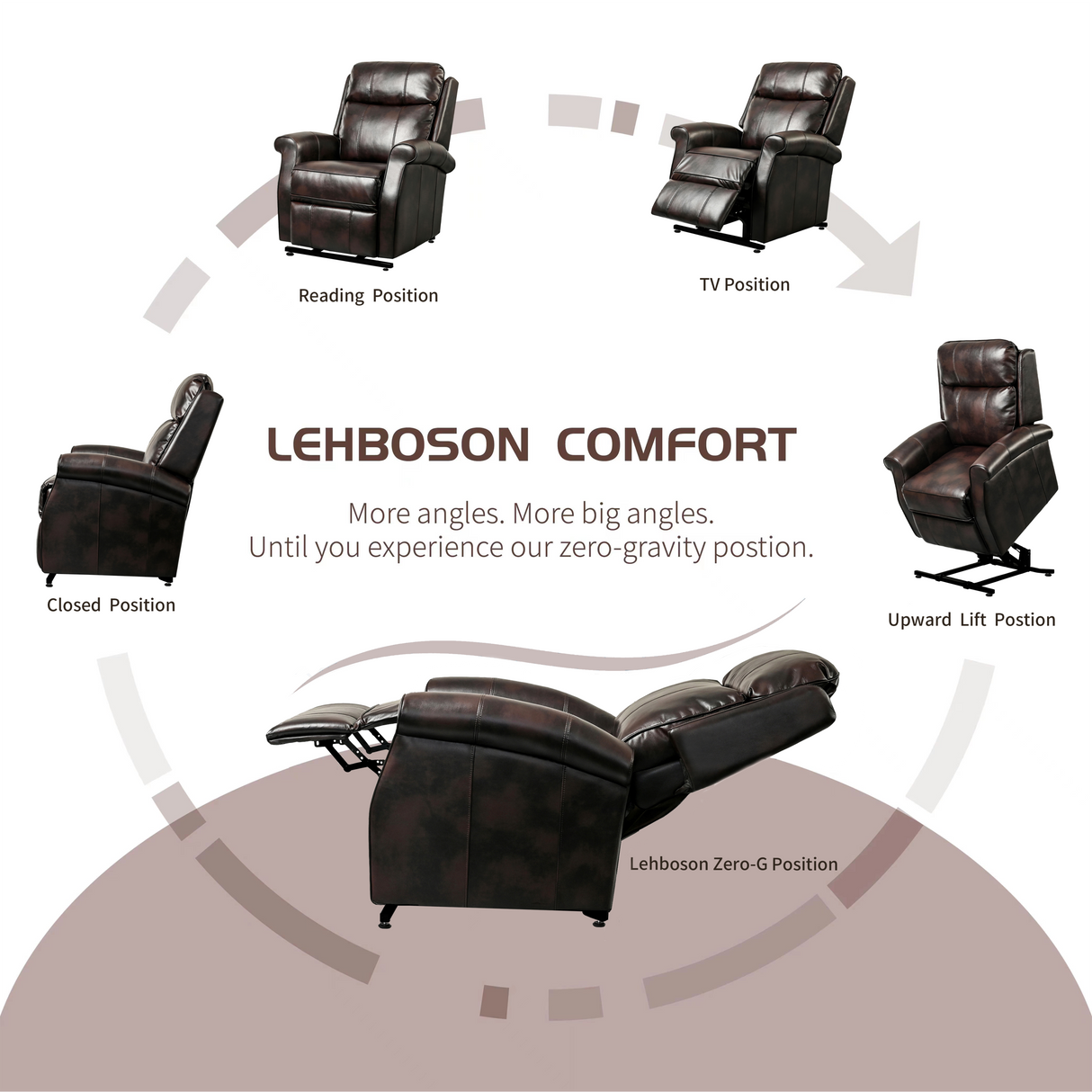 Lehboson Lift Chair Recliners, Electric Power Recliner Chair Sofa for Elderly, massage and heating(brown) Home Elegance USA