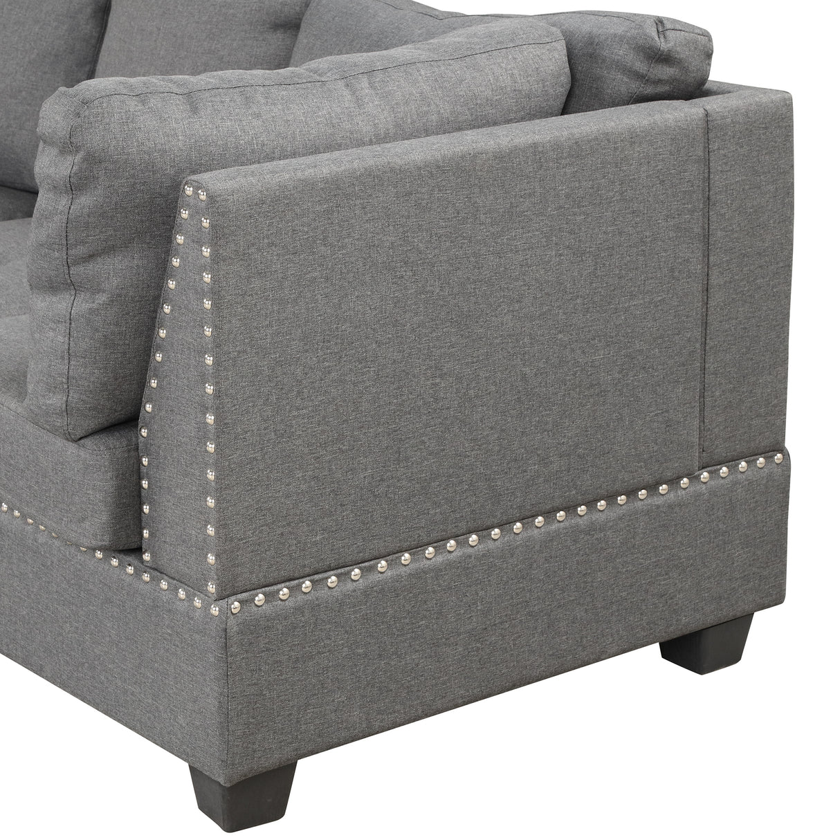 104.5" Reversible Sectional Sofa Space Saving with Storage Ottoman Rivet Ornament L - shape Couch for Small or Large Space Dorm Apartment,Gray(old SG000405AAA) - SG000610AAE - image - 31