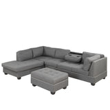 104.5" Reversible Sectional Sofa Space Saving with Storage Ottoman Rivet Ornament L - shape Couch for Small or Large Space Dorm Apartment,Gray(old SG000405AAA) | Home Elegance USA