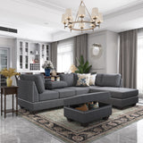 104.5" Reversible Sectional Sofa Space Saving with Storage Ottoman Rivet Ornament L - shape Couch for Small or Large Space Dorm Apartment,Gray(old SG000405AAA) | Home Elegance USA