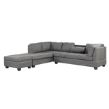 104.5" Reversible Sectional Sofa Space Saving with Storage Ottoman Rivet Ornament L - shape Couch for Small or Large Space Dorm Apartment,Gray(old SG000405AAA) - SG000610AAE - image - 22