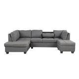 104.5" Reversible Sectional Sofa Space Saving with Storage Ottoman Rivet Ornament L - shape Couch for Small or Large Space Dorm Apartment,Gray(old SG000405AAA) | Home Elegance USA