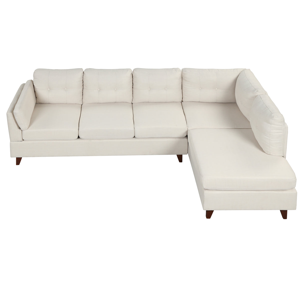97.2" Modern Linen Fabric Sofa, L - Shape Couch with Chaise Lounge,Sectional Sofa with one Lumbar Pad,Beige | Home Elegance USA