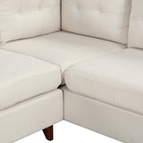 97.2" Modern Linen Fabric Sofa, L - Shape Couch with Chaise Lounge,Sectional Sofa with one Lumbar Pad,Beige | Home Elegance USA