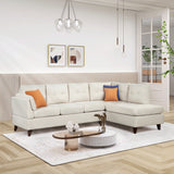 97.2" Modern Linen Fabric Sofa, L - Shape Couch with Chaise Lounge,Sectional Sofa with one Lumbar Pad,Beige | Home Elegance USA
