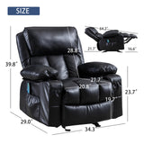 Recliner Chair Heating massage for Living Room with Rocking Function and Side Pocket Home Elegance USA