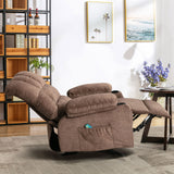 Vanbow.Recliner Chair Massage Heating sofa with USB and side pocket，2 Cup Holders (Brown) Home Elegance USA