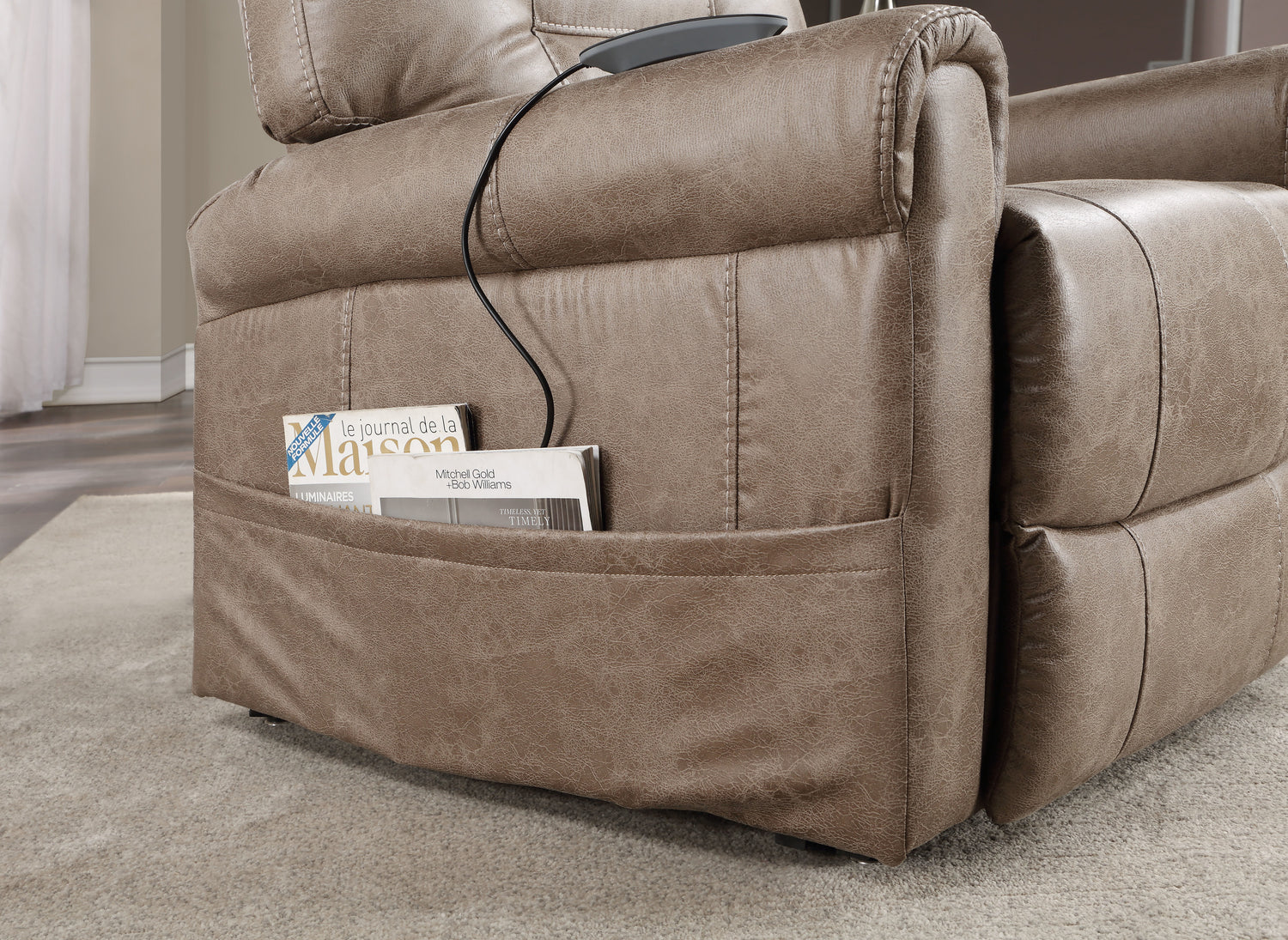 Classic Rolled Arm Power Lift-Chair Recliner - Heat, Adjustable Massage - Plush Seating, High-Grade Polyester Fabric Home Elegance USA