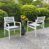 Indoor Outdoor Dining Chair 6 pcs, Aluminum Frame with Teak Armchair Design,Easy to Assemble - Home Elegance USA