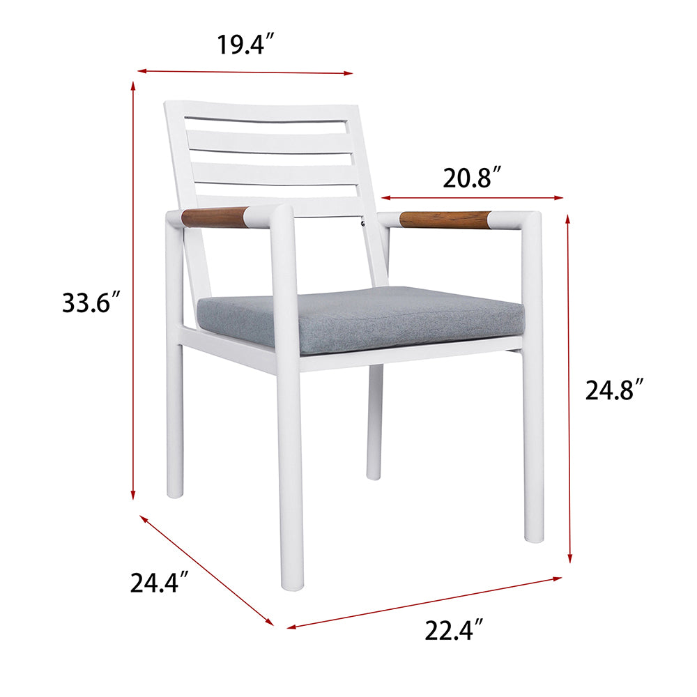 Indoor Outdoor Dining Chair 4 pcs, Aluminum Frame with Teak Armchair Design,Easy to Assembl - Home Elegance USA