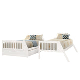 TOPMAX Solid Wood Twin Over Full Bunk Bed with Two Storage Drawers, White - Home Elegance USA