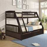 TOPMAX Solid Wood Twin Over Full Bunk Bed with Two Storage Drawers, Espresso - Home Elegance USA